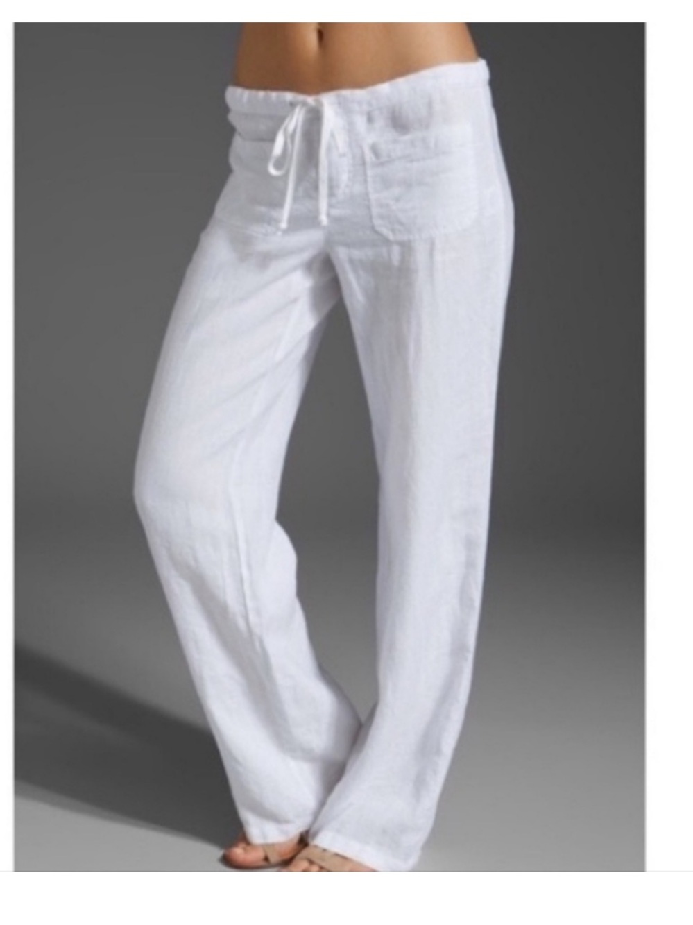 Vince White 100% Linen Drawstring Pants - Lightweight Relaxed Fit